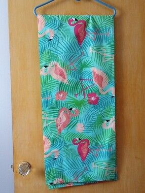 Tropical Aqua and Pink Flamingo Curtain Valance